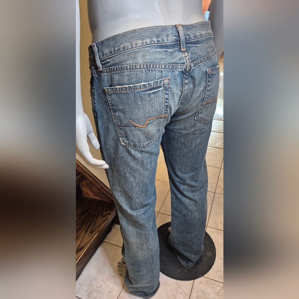 7 For All Mankind Men's Light Blue Bootcut Jeans - Picture 5 of 15